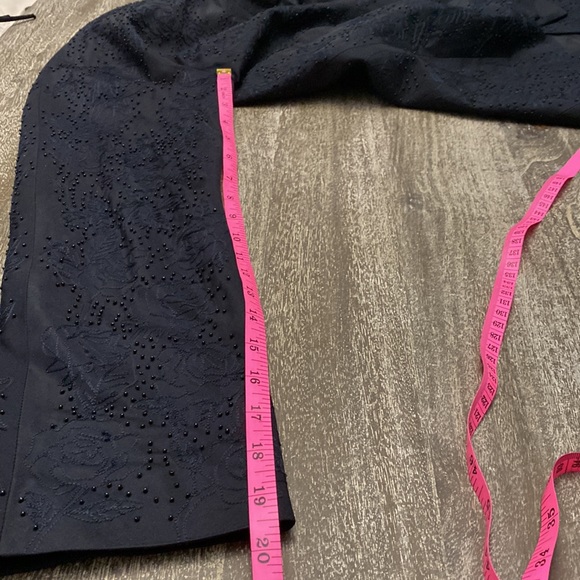 Ellen Tracy Silk Blend Floral Embroidered & Beaded Open Front Black Jack… - Picture 7 of 11